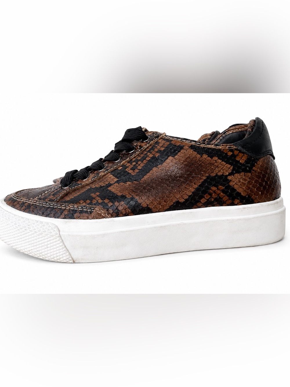 Rag & Bone Brown Snakeskin Embossed Platform Sneakers Size 38 (US 7.5)
